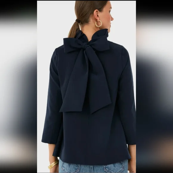 TUCKERNUCK NAVY BLUE FAYE BLOUSE. RUFFLED COLLAR. NWT XXL - Picture 2 of 9